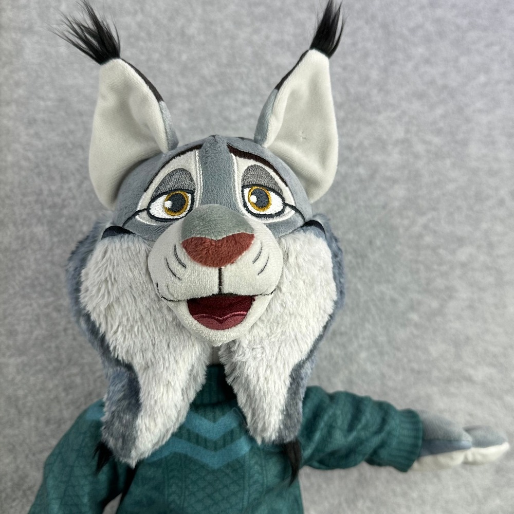 Disney Store Zootopia 2 Pawbert Lynxley Plush 17" Lynx in Teal Sweater Preloved